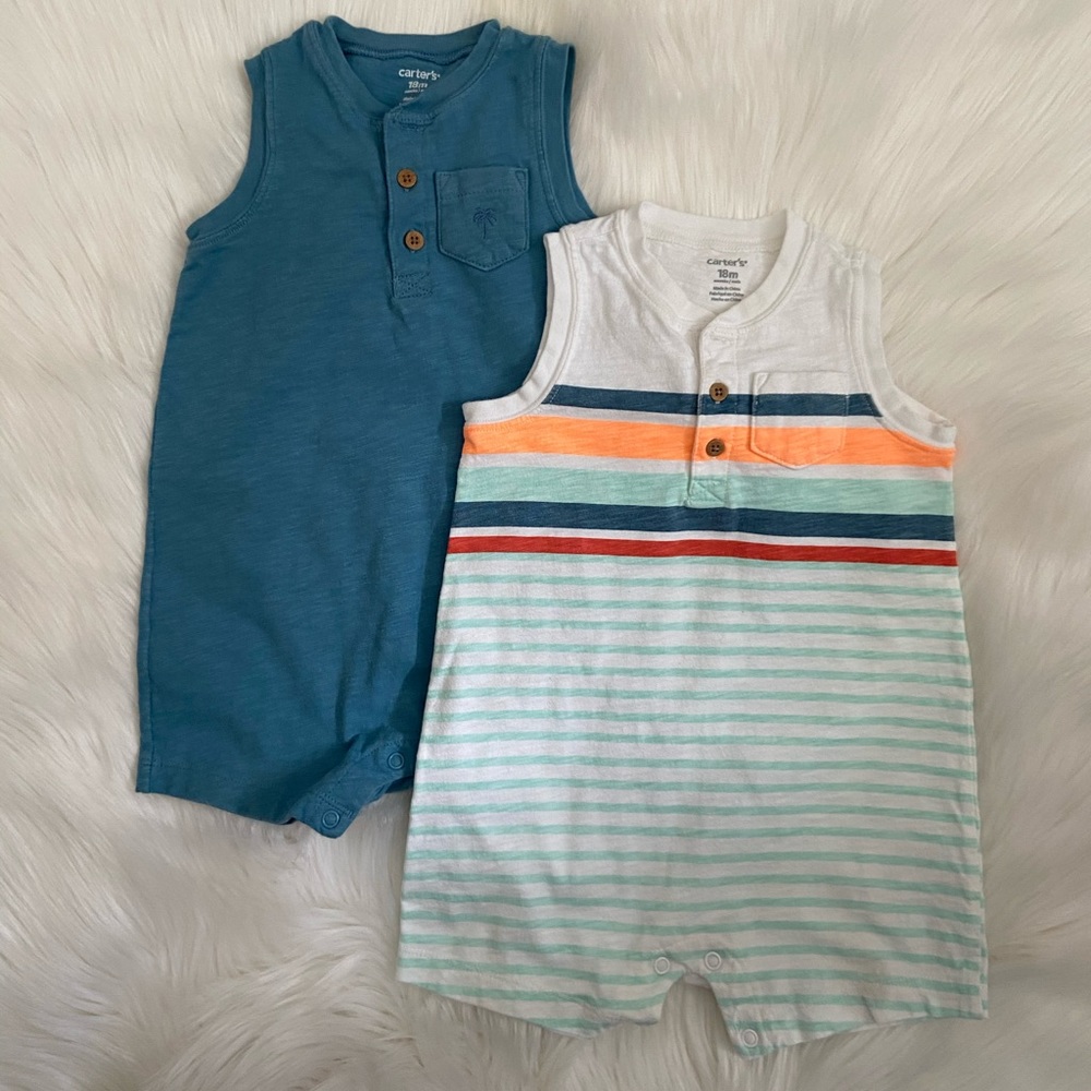 Carter’s set of 2 summer shortalls 18mos